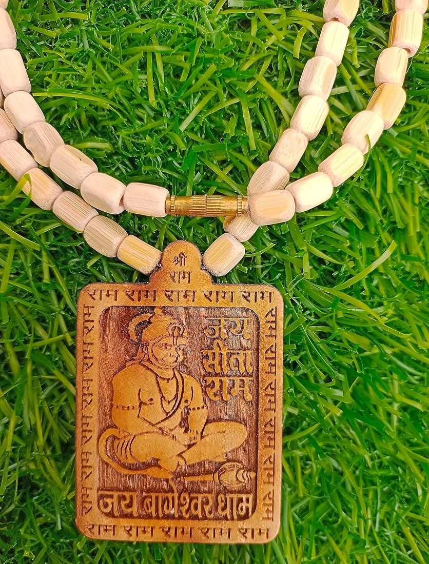 Bageshwar Dham Rudraksha Tulsi Kanthi Mala Hanuman Locket (Buy 1 Get 1 Free) Bageshwar Hanuman Mala (Set Of 2)