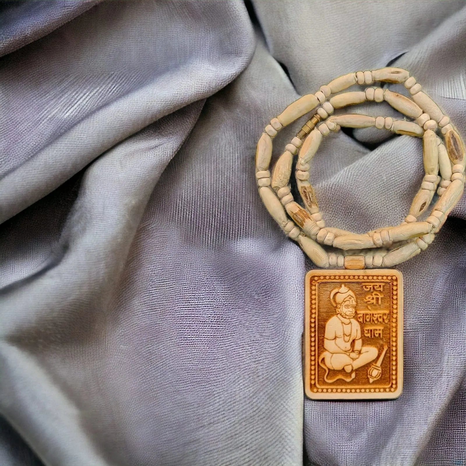 Bageshwar Dham Rudraksha Tulsi Kanthi Mala Hanuman Locket (Buy 1 Get 1 Free) Bageshwar Hanuman Mala (Set Of 2)