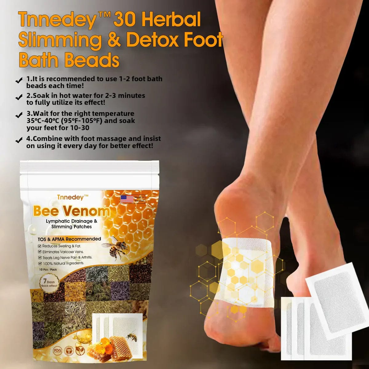 Bee Lymphatic Drainage Foot Patches (Set of 10)🌿👣 Bee Lymphatic Drainage Foot Patches (Set of 10)🌿👣