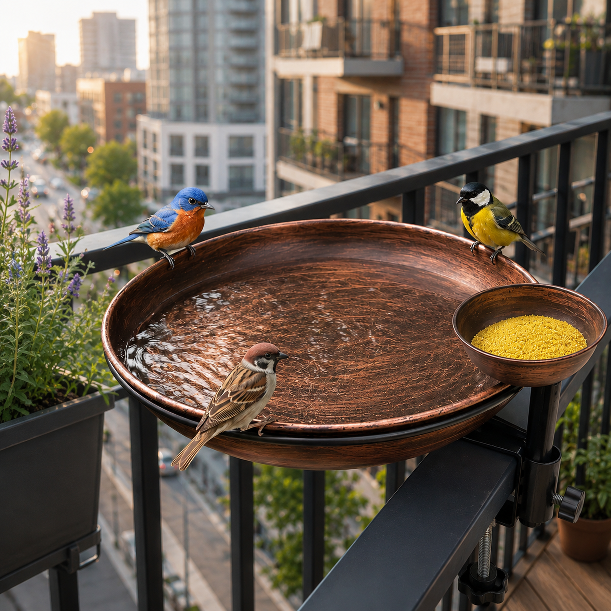 Clamp-On Balcony 2 in 1 Bird Feeder