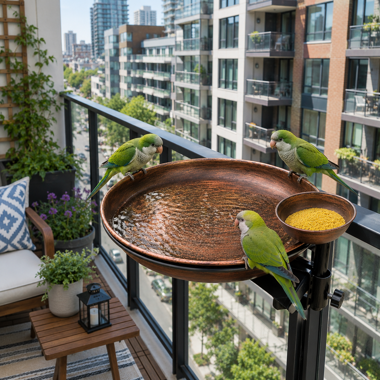 Clamp-On Balcony 2 in 1 Bird Feeder