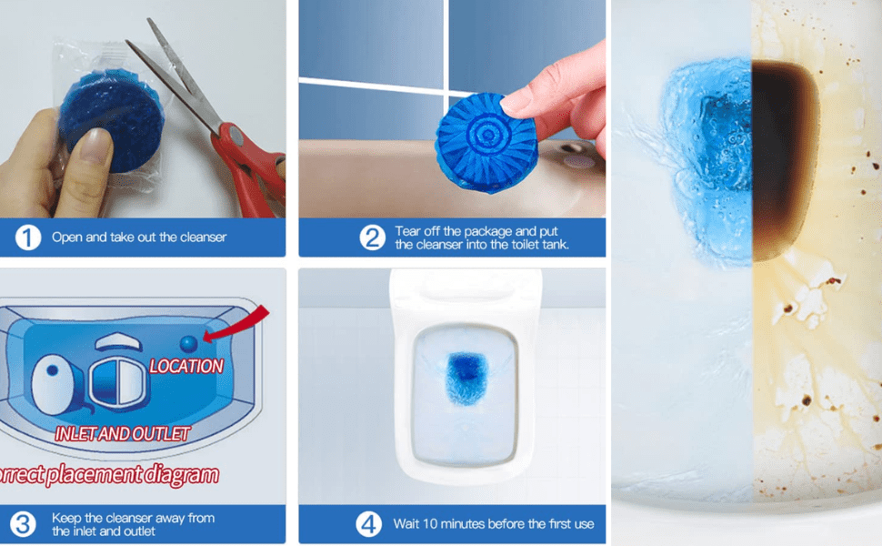 Blue Bubble Toilet Cleaner (Pack of 10) | Bathroom Cleaning Tablets Washroom Cleanliness Blue Bubble Toilet Cleaner