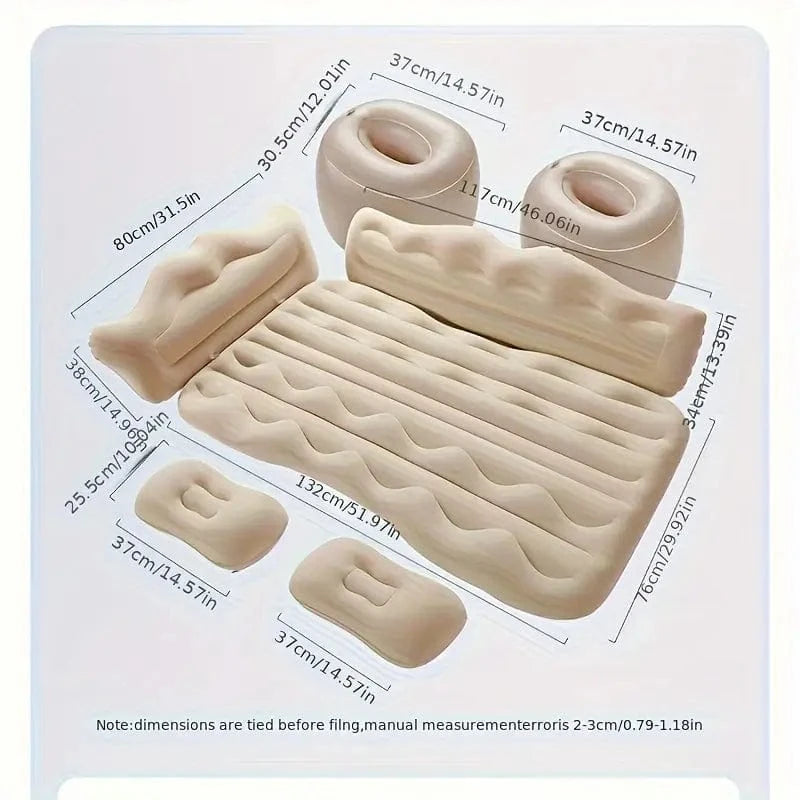 Carcozio™  | Inflatable Bed Air Car Mattress Cushion Airwave Bedding For Car Carcozio™ Inflatable Car Travel Bed Zaavio.co®