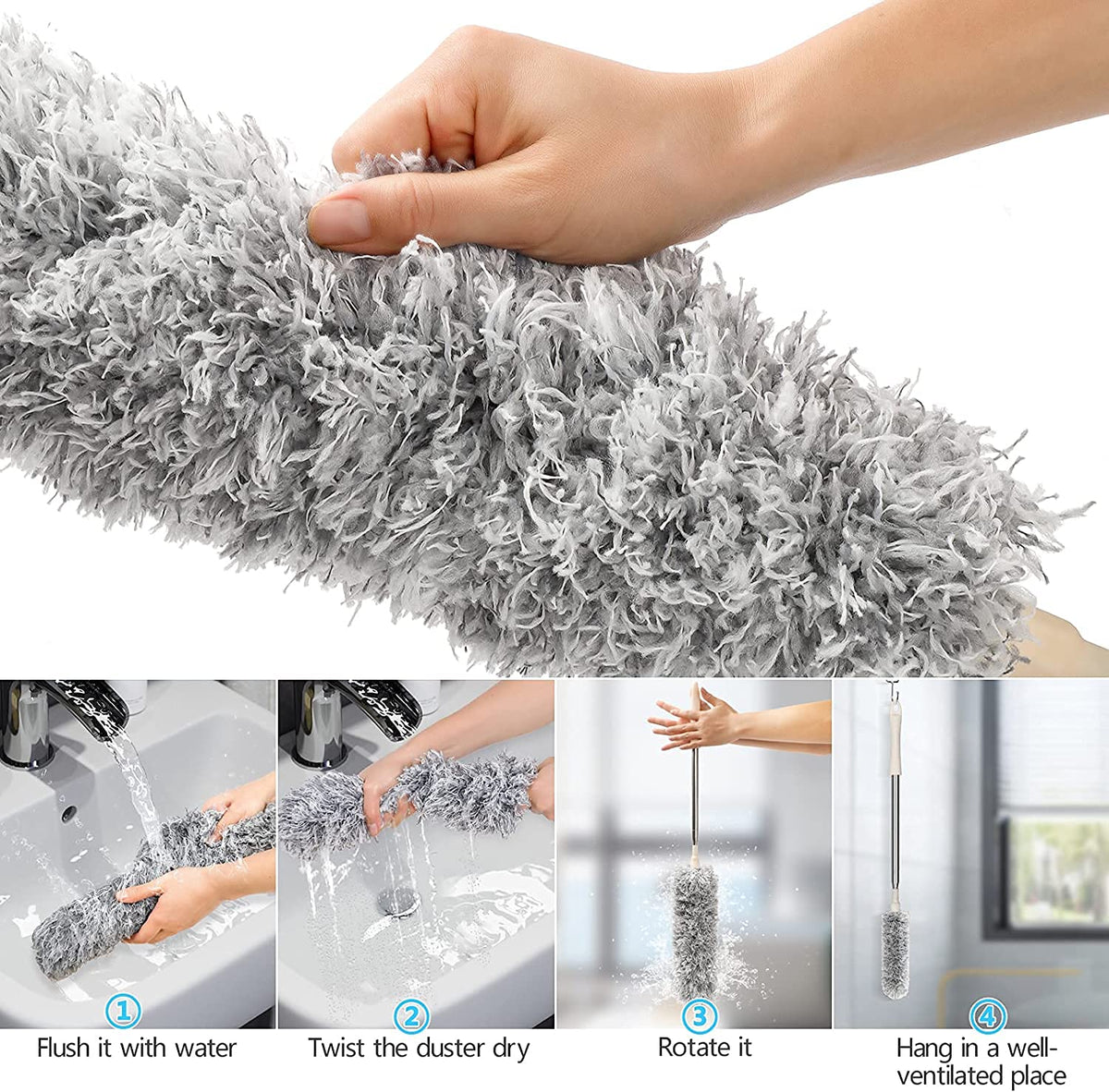Cleaning Microfiber Fan Duster Fan Cleaner Duster Roof Cleaning - Bendable & Extendable Fan Ceiling Duster Bendable Extendable Fan Ceiling Duster
