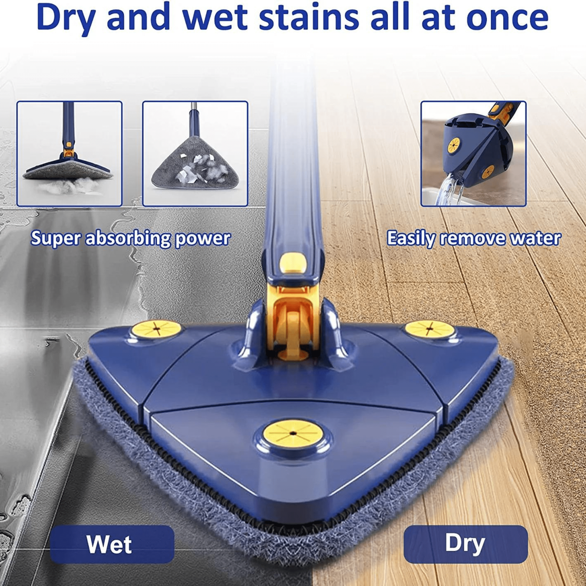 Cleaning Mop Floor Cleaner Rotating Microfiber Pocha - Moptrio™ Moptrio™ Multifunctional Triangular Mop Zaavio®
