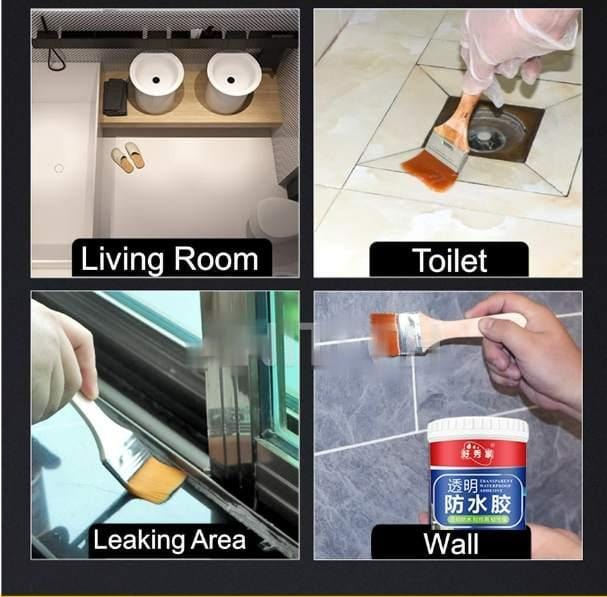 Crack Seal Agent - Roof Sealing Rubber Waterproofing Membrane Leak Sealant Crack Seal Agent (Set of 2) + Free Brush