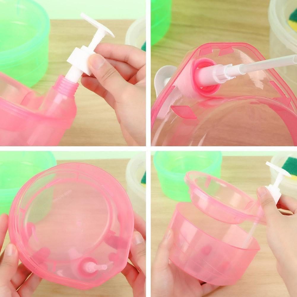 Double Layer 2 in 1 Liquid soap Dispenser with Pump and Sponge Large Double Layer 2 in 1 Liquid soap Dispenser with Pump and Sponge