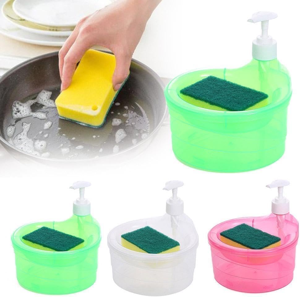 Double Layer 2 in 1 Liquid soap Dispenser with Pump and Sponge Large Double Layer 2 in 1 Liquid soap Dispenser with Pump and Sponge