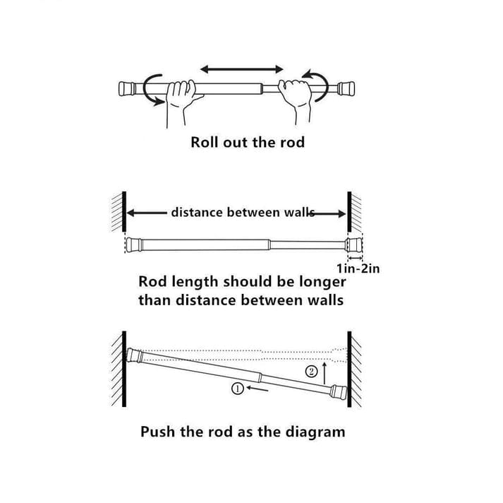 Drill-free Adjustable Rod | Curtain Rod Adjustable Extendable Door Curtains Window Rods Drill-free Adjustable Rod