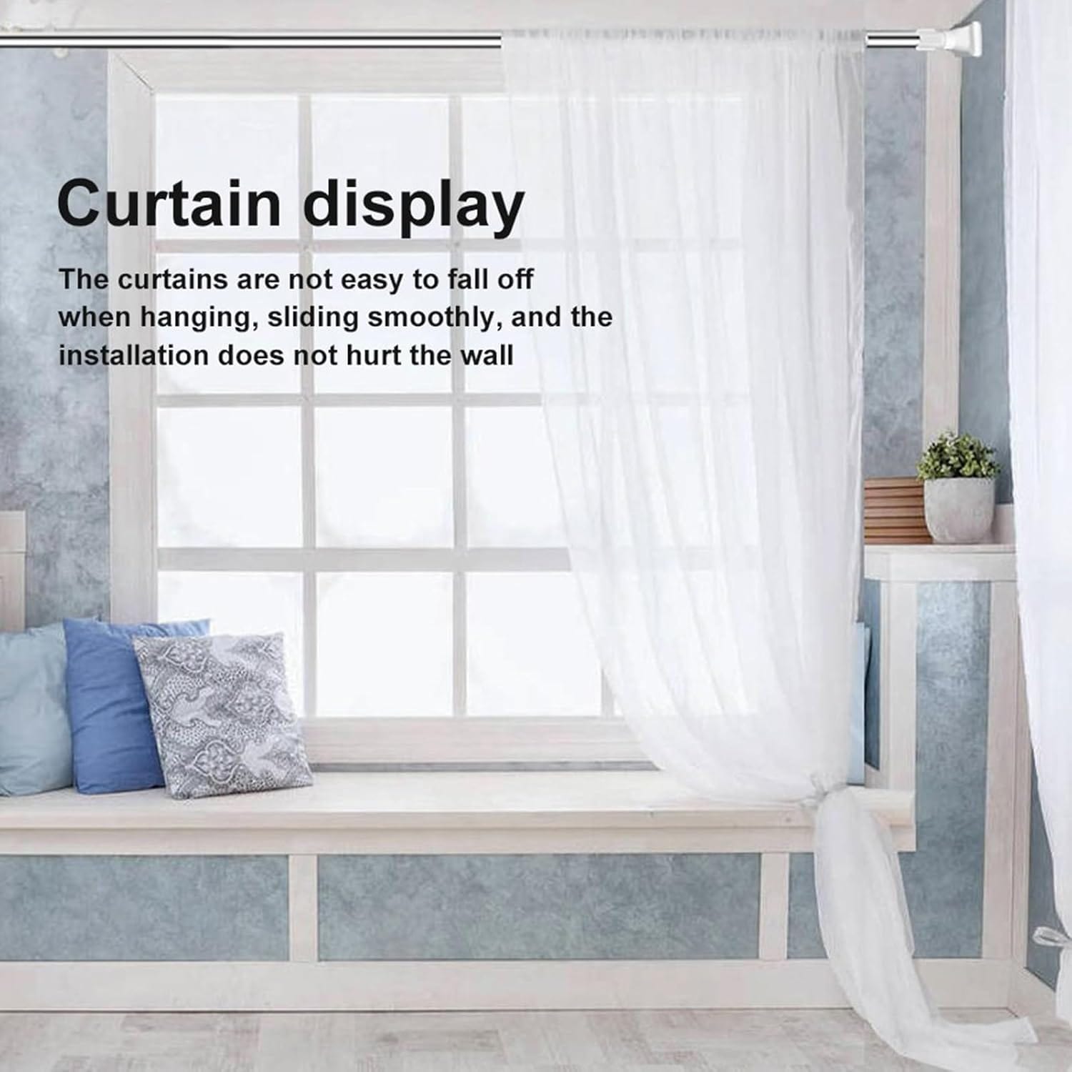Drill-free Adjustable Rod | Curtain Rod Adjustable Extendable Door Curtains Window Rods Drill-free Adjustable Rod