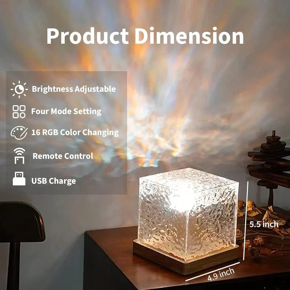 Dynamic Water Reflection Night Lamp | Night Table Lamp For Bedroom Home Decor Lights Nighlight Crystal Lamp Dynamic Water Reflection Night Lamp