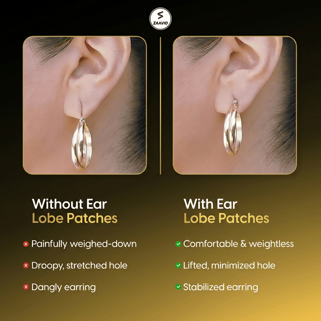 Earlobe Support Patches (100 PCS) | Earring Lobe Hole Heavy Earing Support Sticker Invisible Packs Earlofte Support Patches (100 PCS)