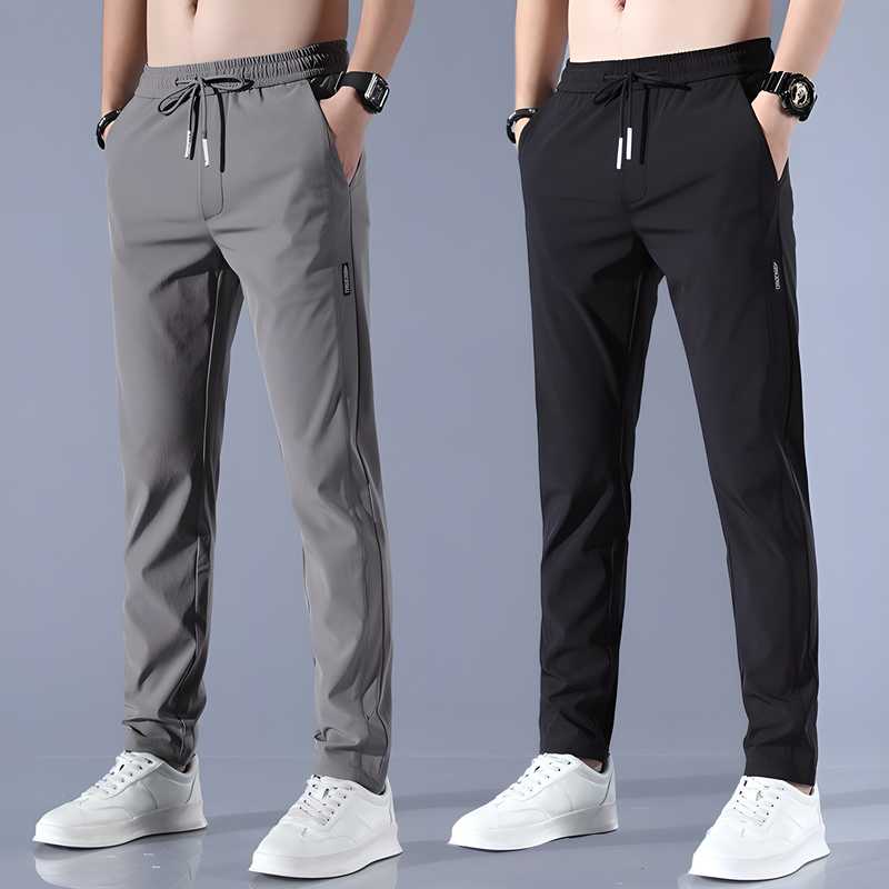 Elastic Men's Track Pants Tracksuits Of Men Lycra Black Pants (Set of 2) Elastic Men's Track Pants (Set of 2)