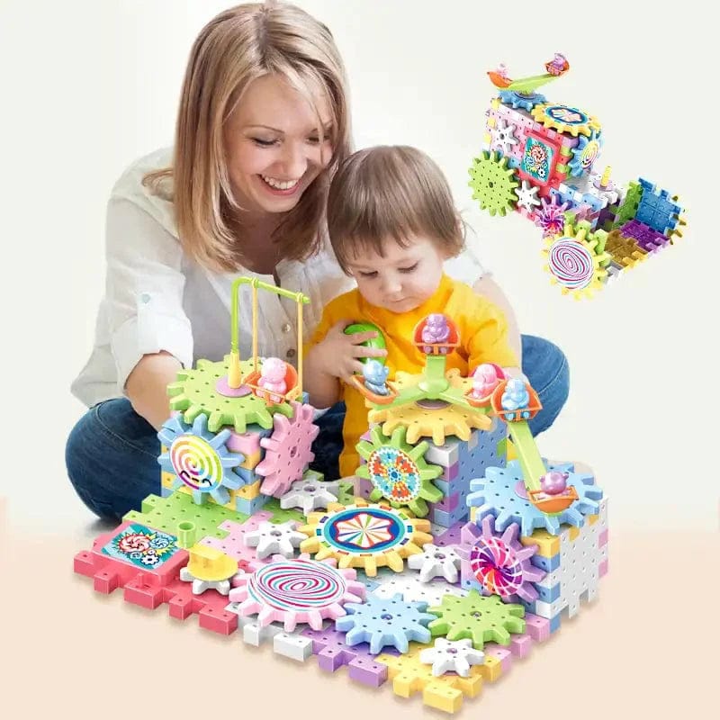 Electric Gear Building Blocks | Children Robotix Toys For Kids Spinning Toy Block 101 pieces DIY Electric Gear Building Block (101 Pieces)