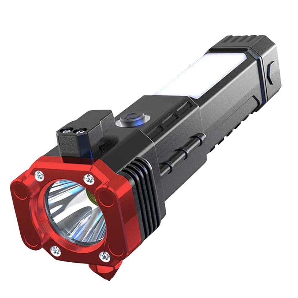 Emergency LED Flashlights With Power Bank And Safety Hammer | Torch Light Emergency Rechargeable Flash Charging Led Light Emergency LED Flashlights With Power Bank And Safety Hammer (Set of 2)
