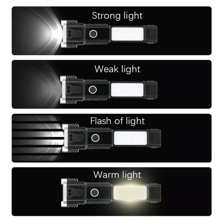 Emergency LED Flashlights With Power Bank And Safety Hammer | Torch Light Emergency Rechargeable Flash Charging Led Light Emergency LED Flashlights With Power Bank And Safety Hammer (Set of 2)