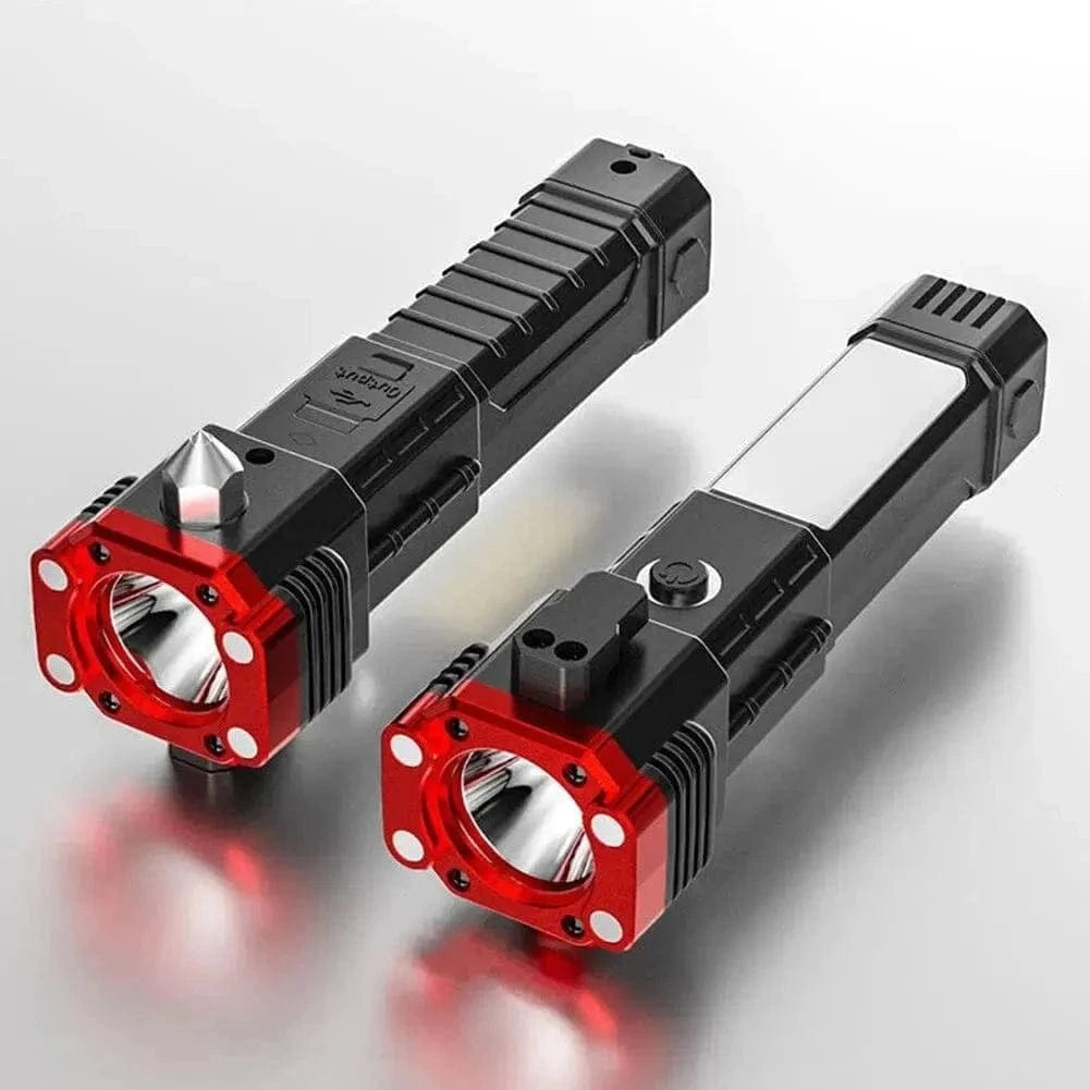 Emergency LED Flashlights With Power Bank And Safety Hammer | Torch Light Emergency Rechargeable Flash Charging Led Light Emergency LED Flashlights With Power Bank And Safety Hammer (Set of 2)