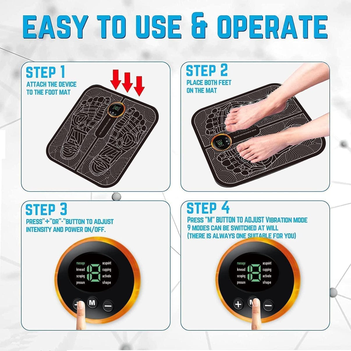  EMS Leg and Foot Massager Mat Electrical Pad - Pulsezy™ Relaxing EMS Foot Massager Zaavio.co®