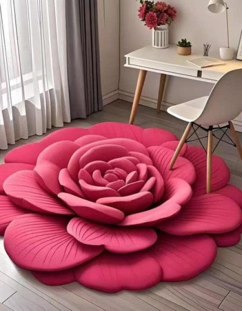 Floor Mat (Set of 2) | Floor Carpet Living Room Rug Mat Sitting Area Flower 3d Mats Luxury 3D Rose Flower Shape Floor Mat (Set of 2)