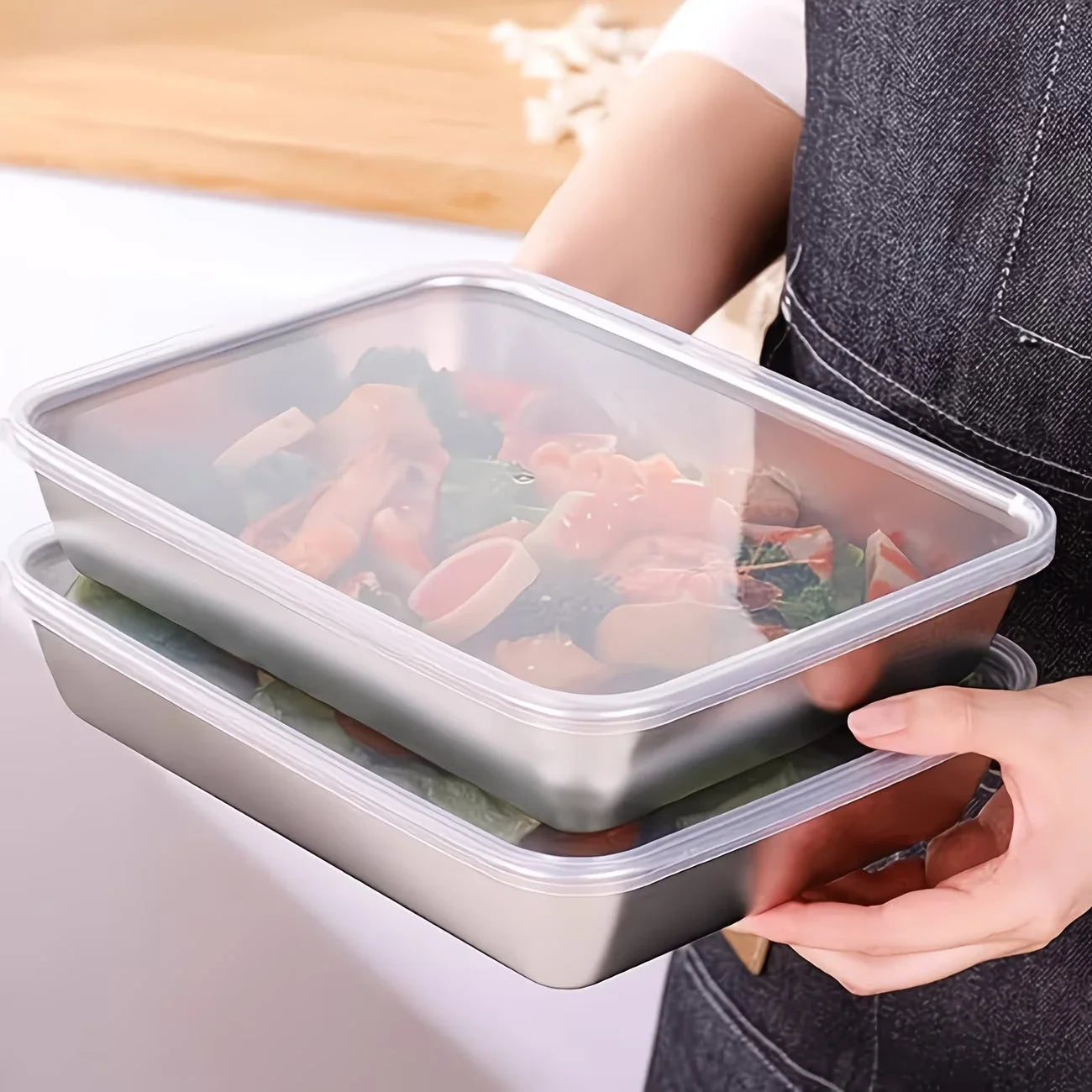 FreshVault Stainless Steel Food Storage Set with Lid - Pack of 3