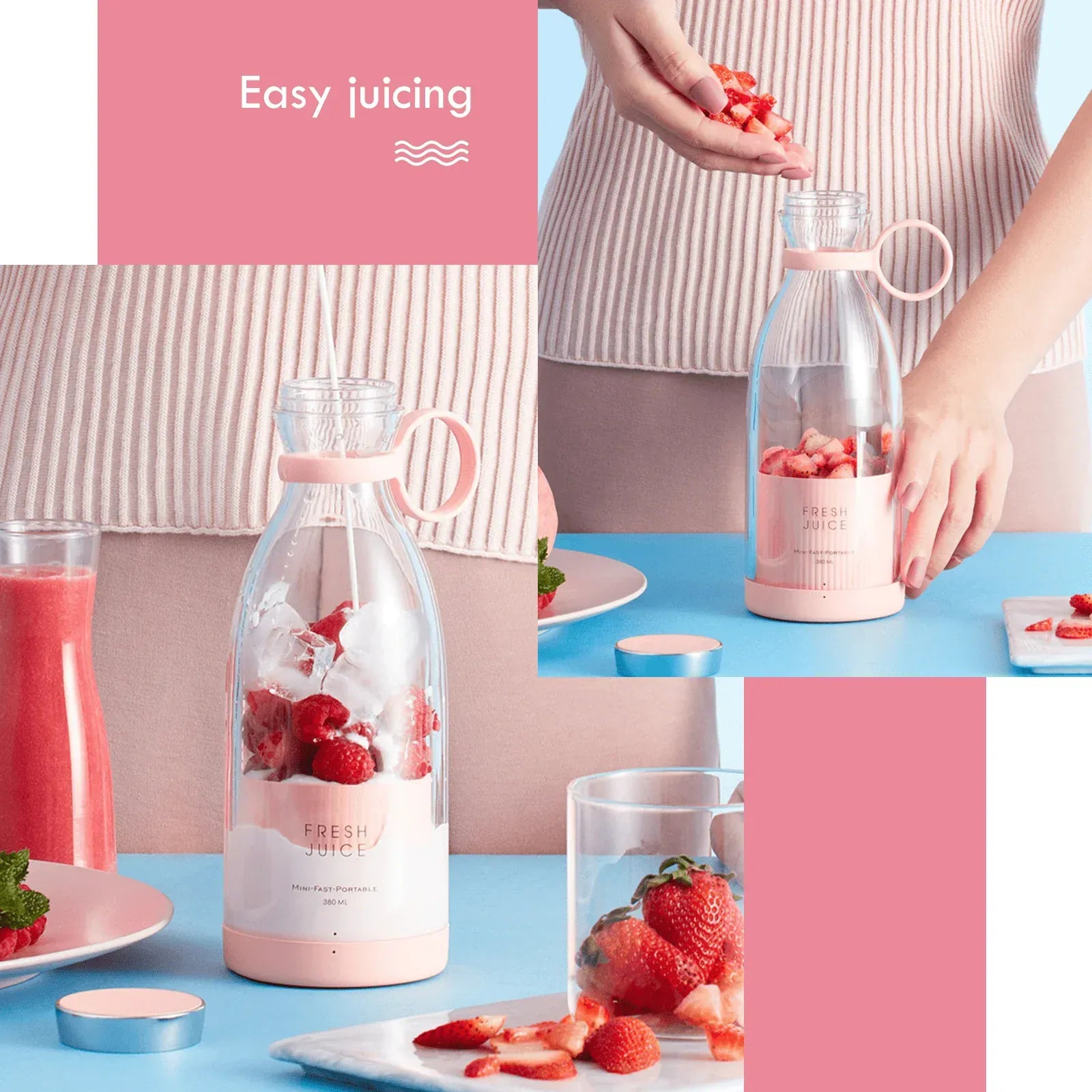 Fresh Juice Portable Blender | Juice Blender Portable Mixer Grinder Juicer Bottle Fruit Blender Fresh Juice Portable Blender