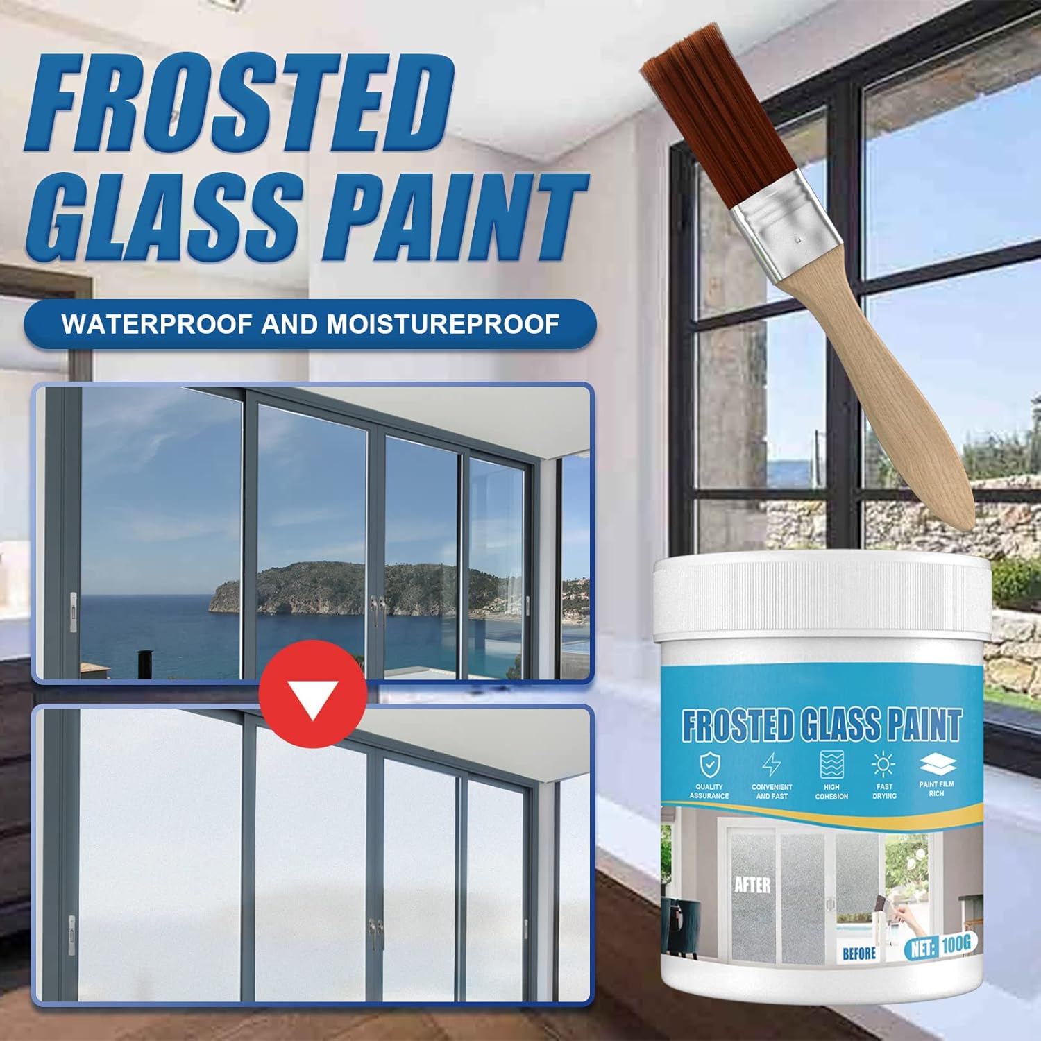 FrostGuardz™ (Pack of 2) | Frosted Glass Door Sliding Window Paint Color Frosting Glass Window FrostGuardz™ Frosted Glass Paint (Buy 1 Get 1 Free) Zaavio®