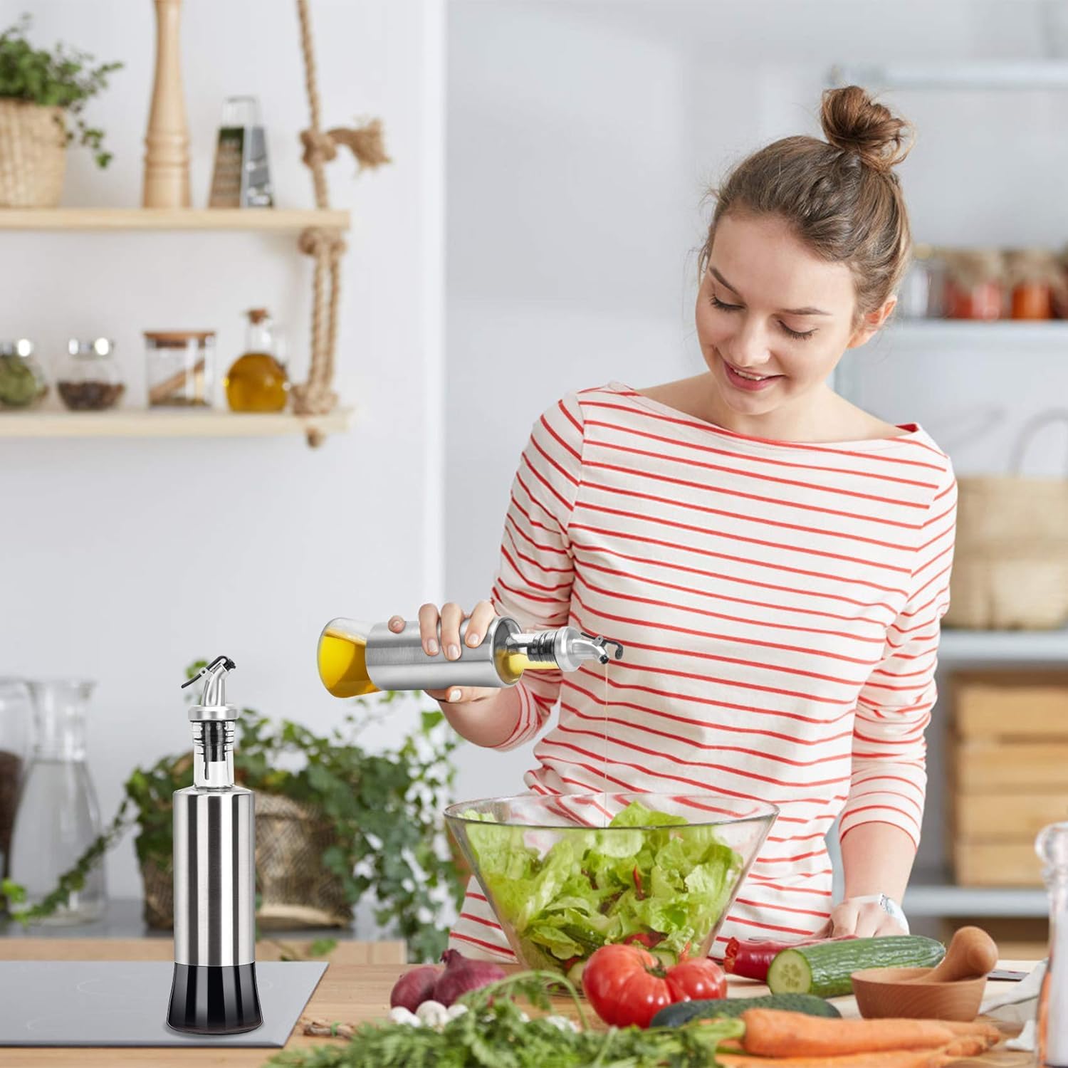 Glass Oil Dispenser | Oil Bottle Spray Dispenser Stainless Steel Glass Oil Dispenser