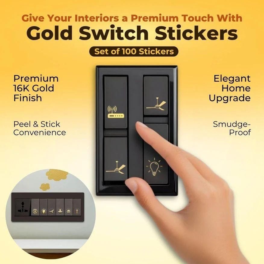 Gold Switch Stickers | Gold Labels Sticker Size Customized Stickers Sheet Home Sticker Gold Switch Stickers