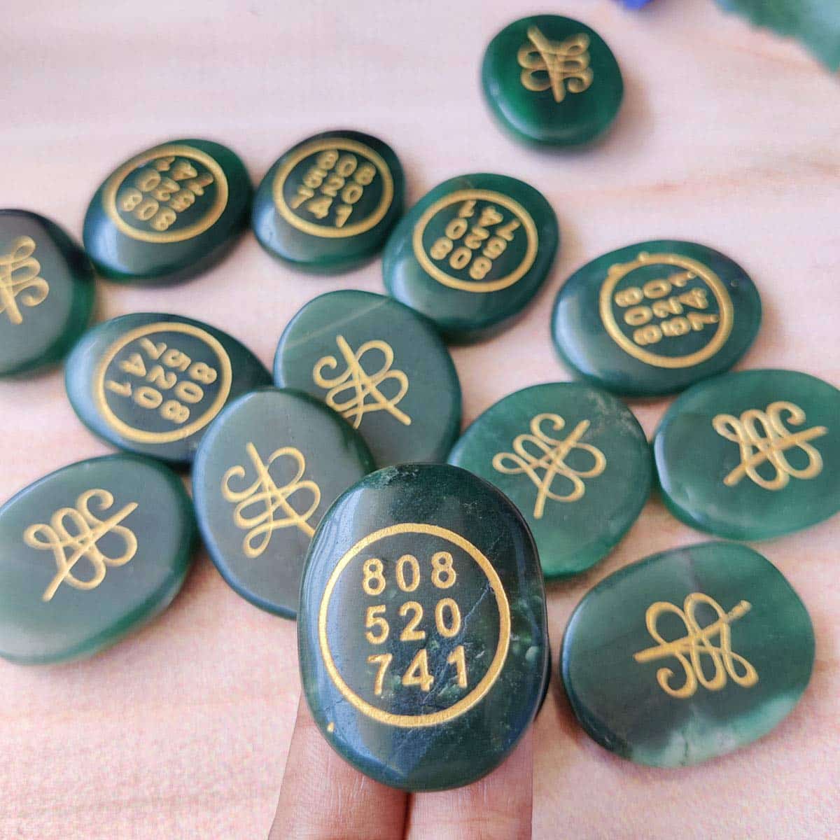 Green Aventurine Stone Healing Crystals Money Stone Zibu Symbol Green Aventurine Healing CrystalsJade Zibu Coin