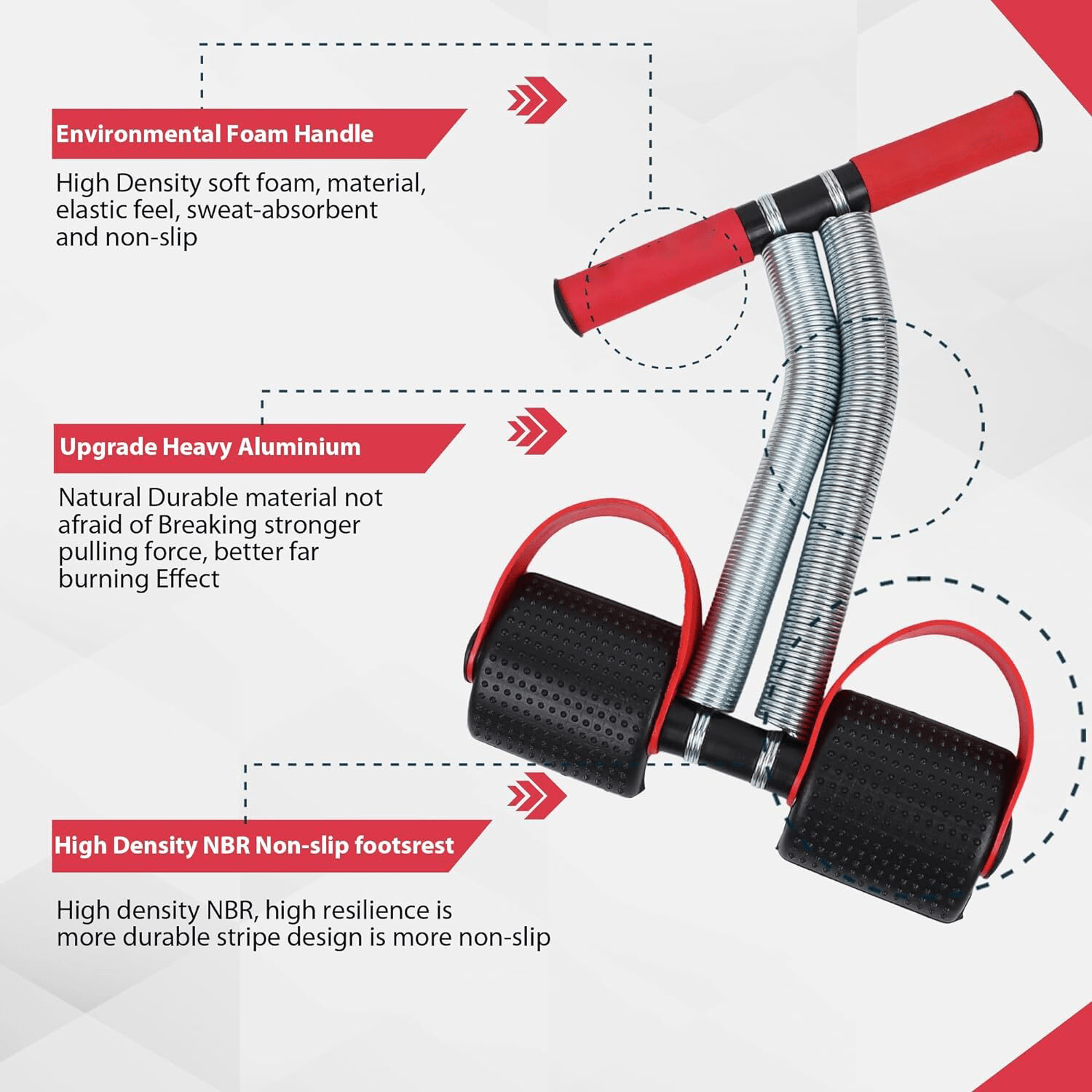 Gym Equipment Resistance Band Ab Exerciser Abdominal Workout -Fitness Tummy Trimmer Stomach Machine Trimmezy™ Double Spring Tummy Trimmer Zaavio®