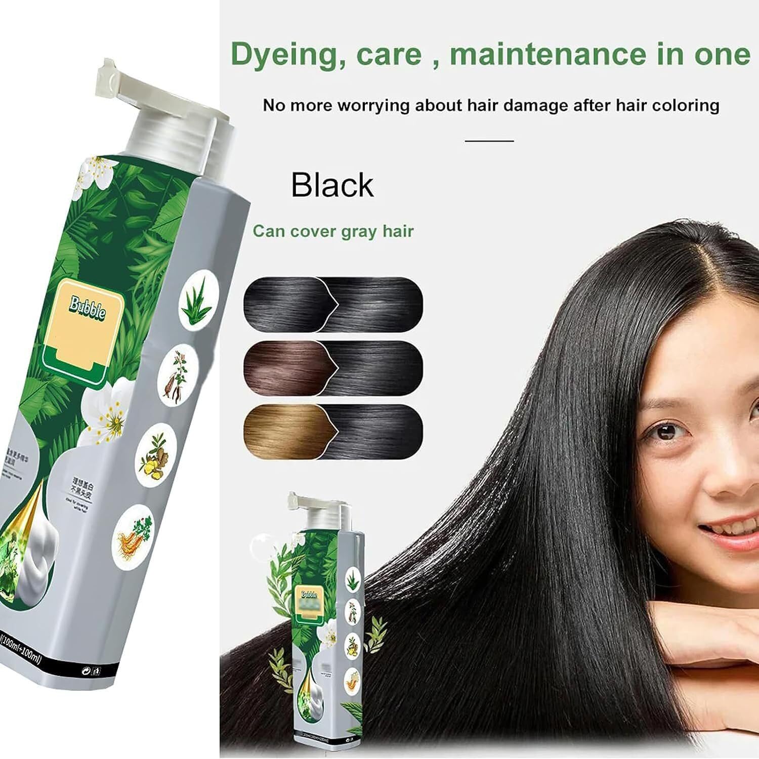 Hair Color Bubble Dye Shampoo | Hair Dye Coloring Grey Hair Color Products Hair Color Bubble Dye Shampoo (Set of 2)