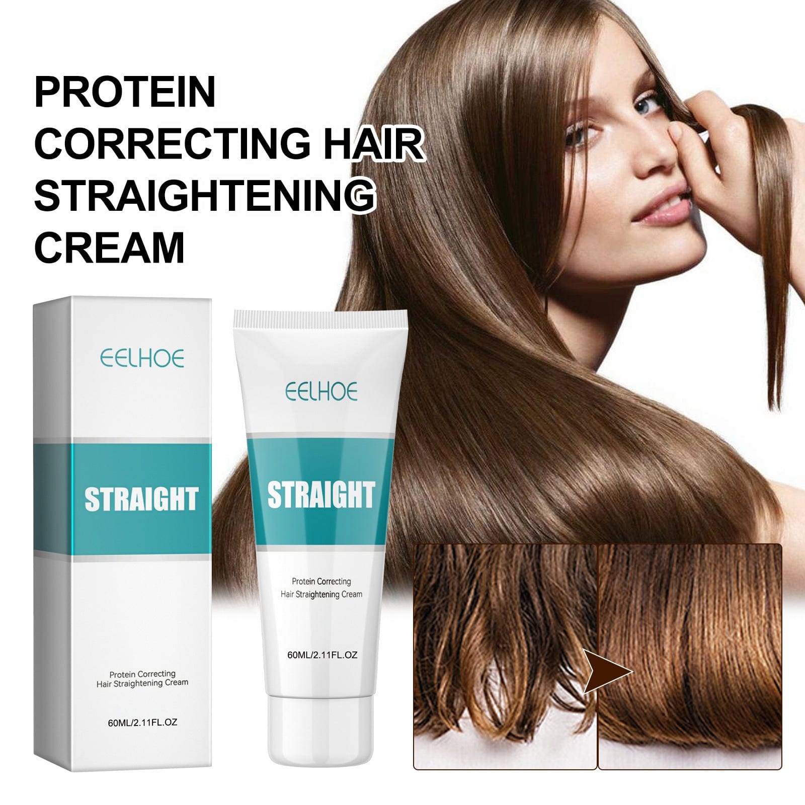 Hair Straightening Cream | Smoothing Hair Cream Hairstyles Product Hair Straightener Cream with Protein (Set of 2)