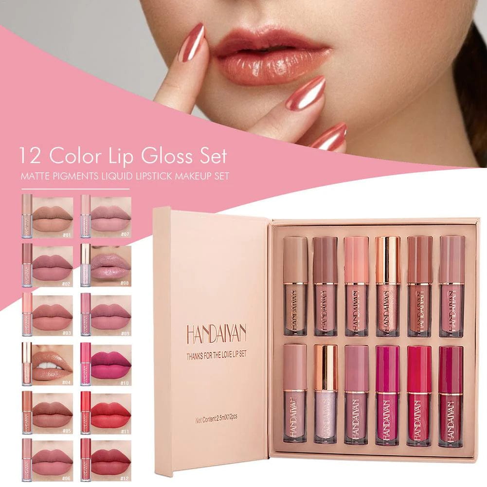 Handaiyan Matte Liquid Lipstick (Pack of 12) | Liquid Lipstick Matte Velvet Lipsticks Set Waterproof Smudge Proof  Handaiyan Matte Liquid Lipstick (Pack of 12) Zaavio.co®
