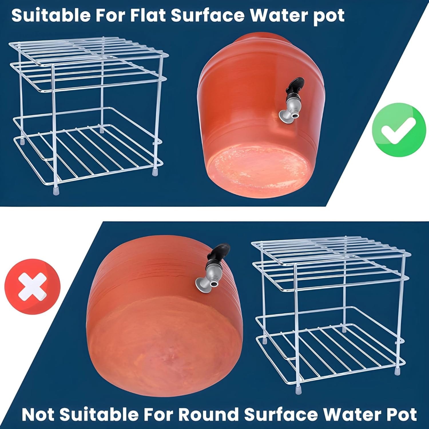 Heavy Steel Matka Stand with Free Tray | Water Pot On Stand Kitchen Design Clay Water Pot Metal Stand Heavy Steel Matka Stand with Free Tray Zaavio®