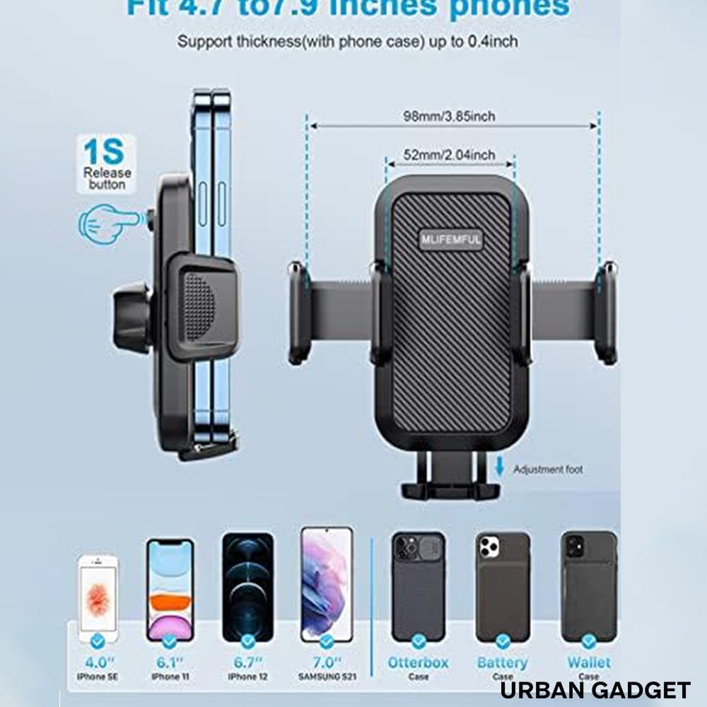 Holdezy™️ | Mobile Holder For Car Phone Holding Car Stand Dashboard Mobile Holder Holdezy™️ Adjustable Car Phone Holder with Suction Cup Zaavio®