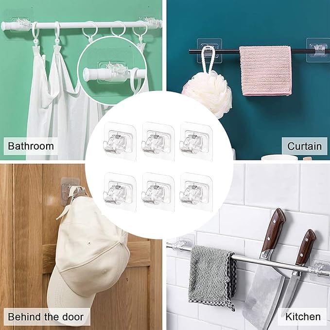 Hookwiser™️ | Wall Hook Hanger self Adhesive Hooks Hanging Curtain On Wall Hookwiser™️ Self Adhesive Hook (Pack of 4) Zaavio®