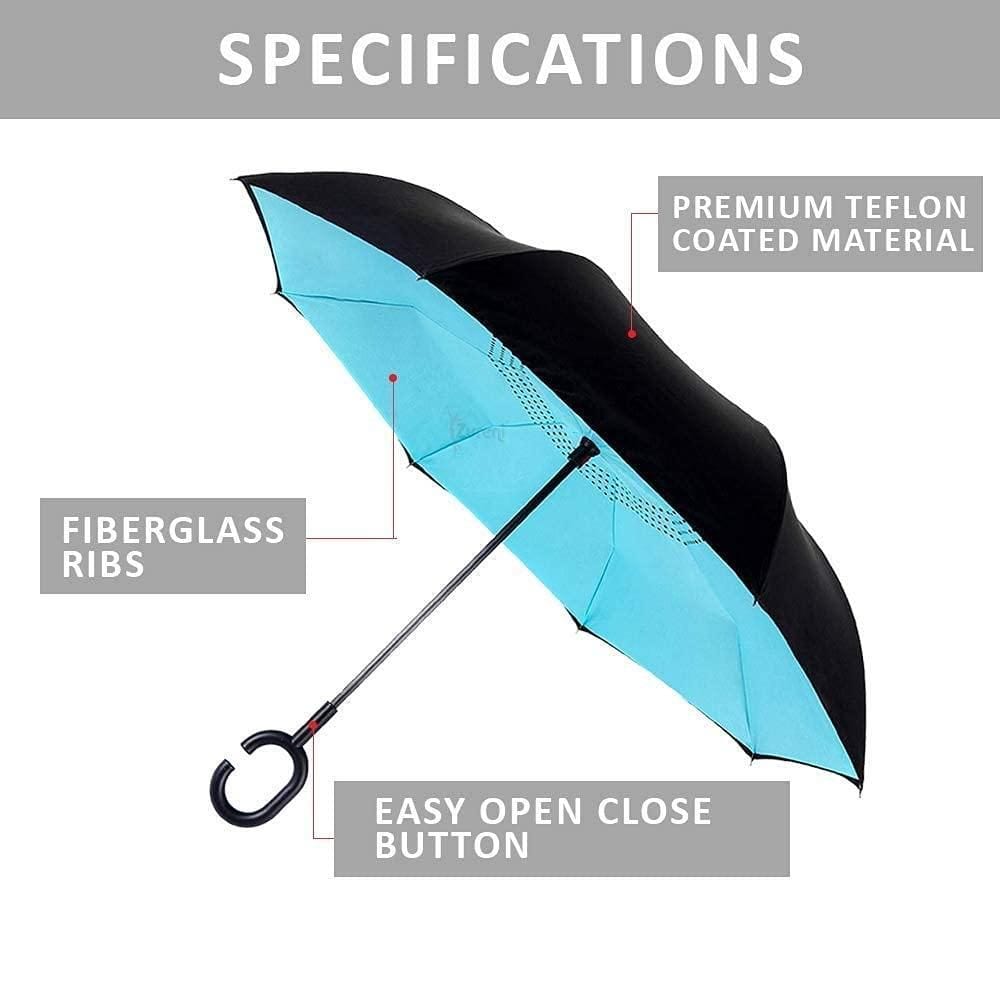 Inverted Reversible Umbrella (Multicolor) | Rain Umbrella Uv Sun Foldable Inverted Reversable Car Umbrella Inverted Reversible Umbrella (Multicolor)