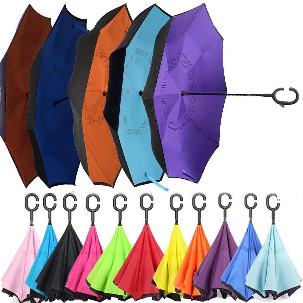 Inverted Reversible Umbrella (Multicolor) | Rain Umbrella Uv Sun Foldable Inverted Reversable Car Umbrella Inverted Reversible Umbrella (Multicolor)