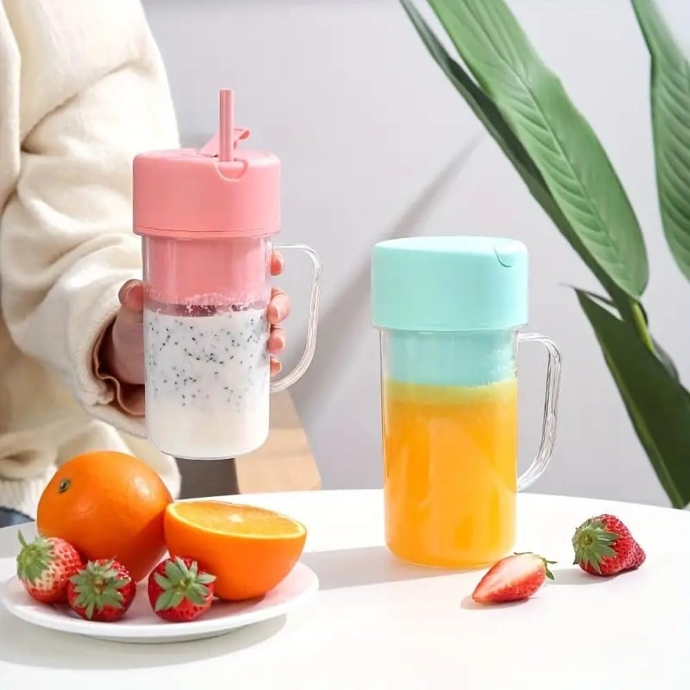 Juicer Mixer Handle Blender Portable Juicer Fruit Blender - 2 In 1 Portable Crusher Juicer With Handle & Straw Portable Juicer Blender 2 In 1 Portable Crusher Juicer With Handle & Straw