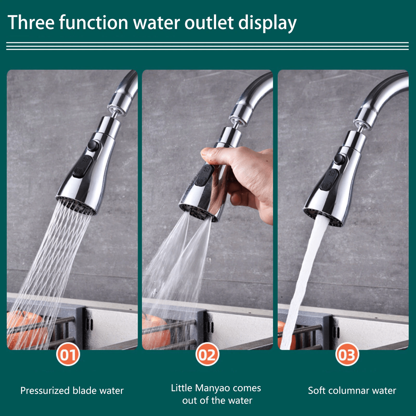 Kitchen Accessories Sink Tap Water Aerator Faucet Tap Purifier  - 3 Modes Water Faucet Sprayer Water Faucet Sprayer 3 Modes