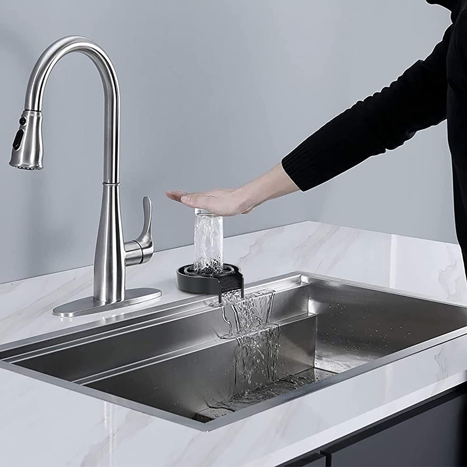 Kitchen Sink Tap Faucet Washer Taps Glass Water Rinser Large Kitchen Taphole Sink Rinser ABS Bar Washer