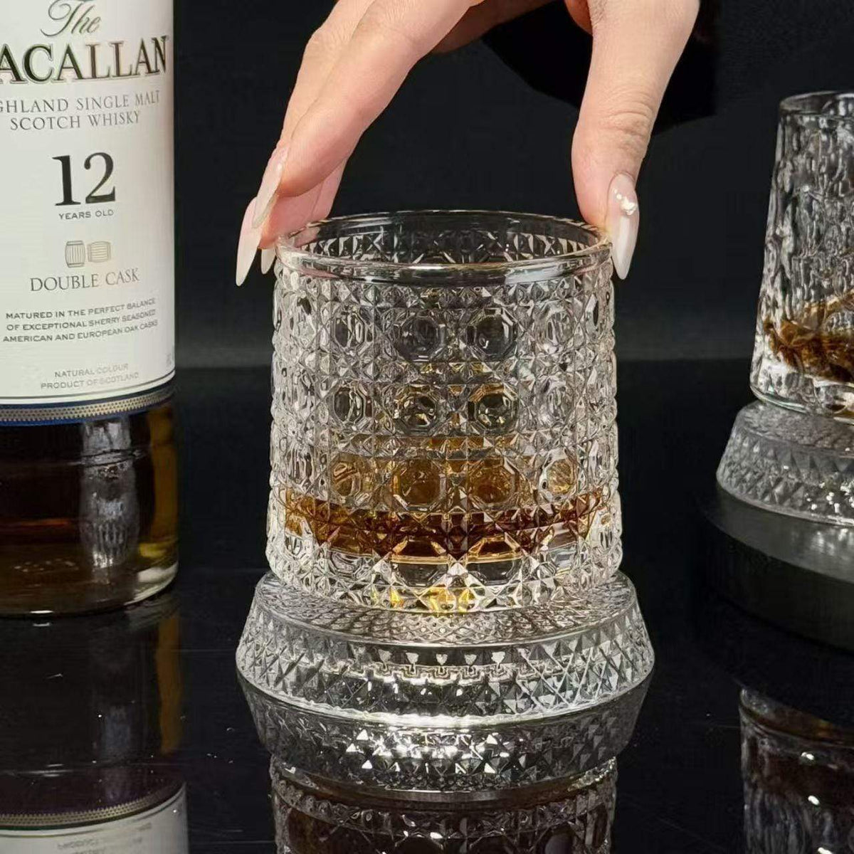 Glowstixo Premium Rotating Base Whiskey Glass