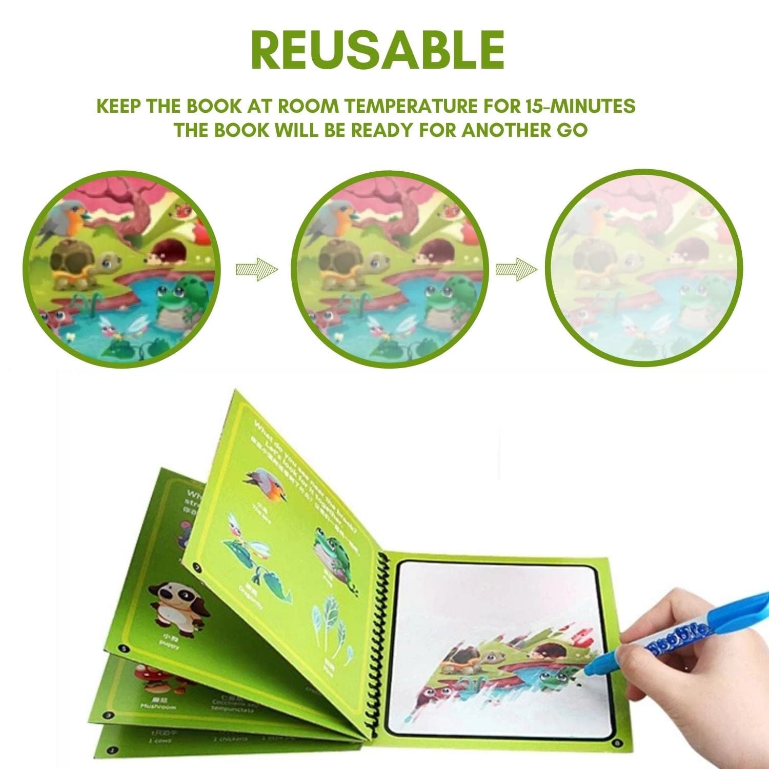 Magical Water Drawing Book (Set of 4) | Doodling Art Magic Water Book Coloring Draw Pages Book Magic Pack of 4 Reusable Magic Water Quick Dry Book (Set Of 4)