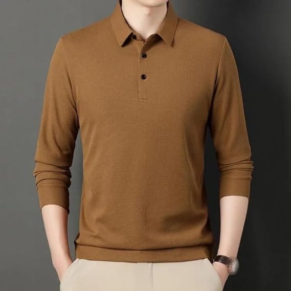 Men's Long Sleeve Lapel T-shirt (Set of 4) | Polo T shirts For Men Tee Shirts Full Sleeve Cotton Tshirts Men'S Solid Long Sleeve T-Shirt with Lapel (Set of 4)
