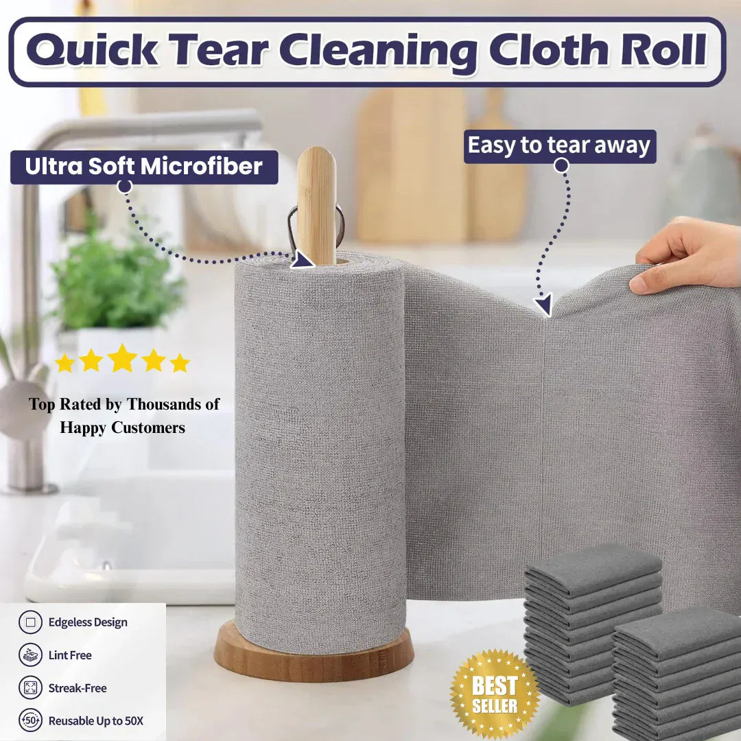 Microfiber Cleaning Cloth Roll | Microfiber Cloth Dust Cleaning Dusting Glass Kitchen Wiping Clothes Microfiber Cleaning Cloth Roll – (25 Sheets) Reusable & Super Absorbent