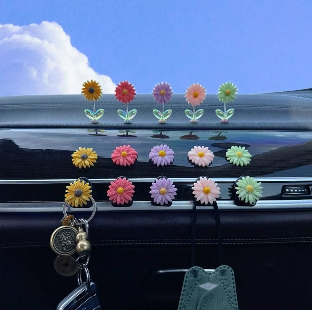 Multi color Sunflower Car Dashboard Decor Multi color Sunflower Car Dashboard Decor