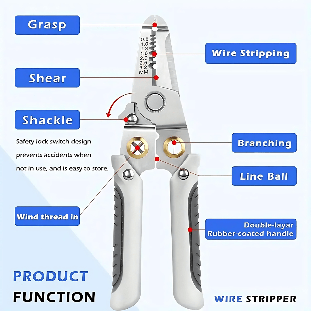 Multi-functional Wire Stripper And Cutter | Wire Stripper Cutter Tool Cable Hand Cutter Electrician Tool Multi-Functional Wire Stripper & Cutter