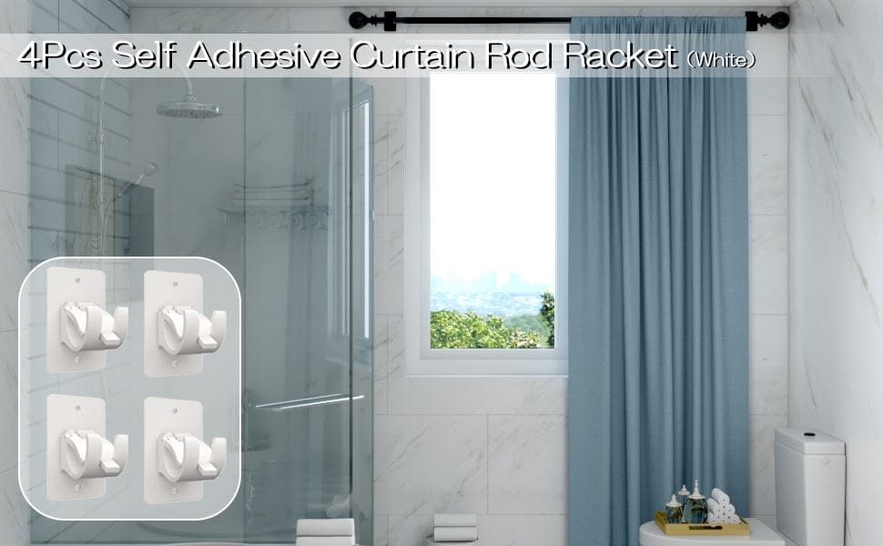 Nail-free Adjustable Rod Bracket Holders | Curtain Rod Holders Nail-free Adjustable Rod Bracket Holders