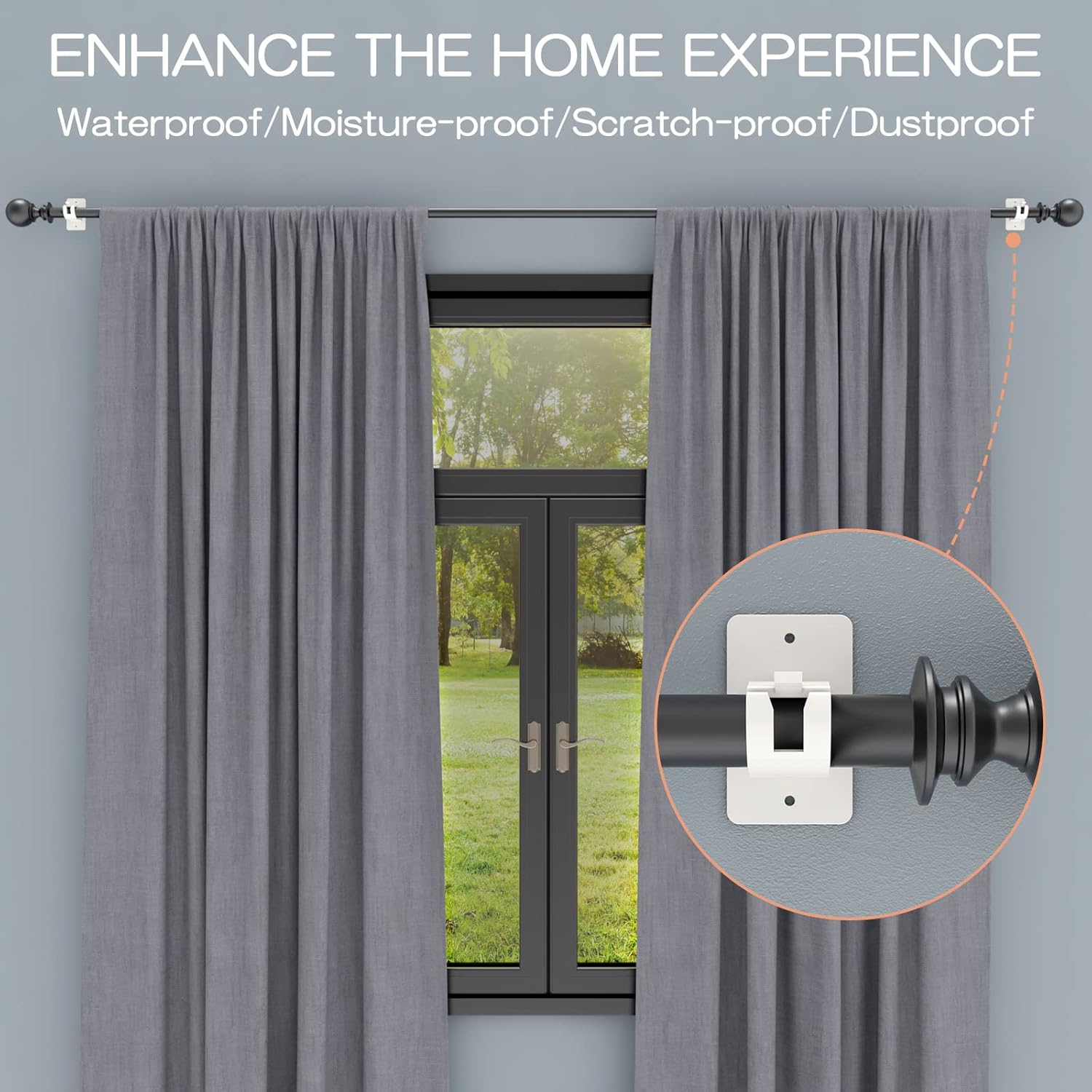 Nail-free Adjustable Rod Bracket Holders | Curtain Rod Holders Nail-free Adjustable Rod Bracket Holders