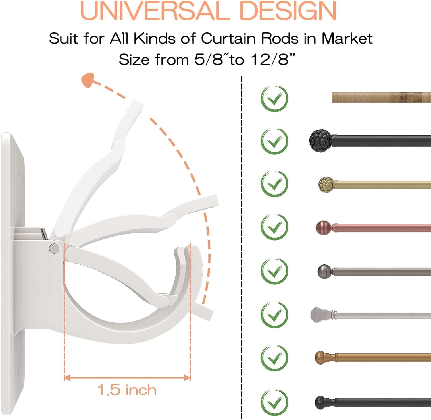 Nail-free Adjustable Rod Bracket Holders | Curtain Rod Holders Nail-free Adjustable Rod Bracket Holders